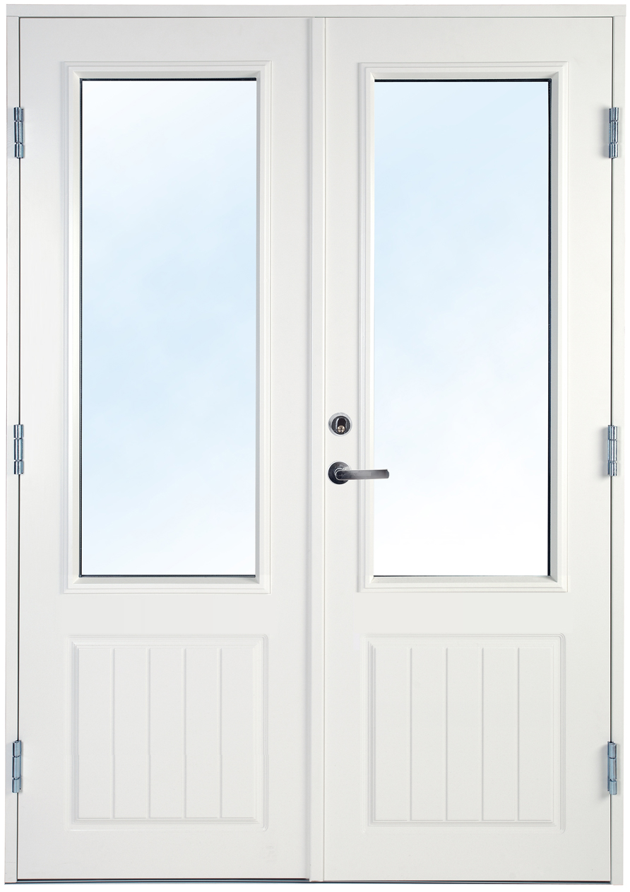 Doble terrassed�r med klarglass - Brystningsh�yde 700 mm + Karmskruepakke
