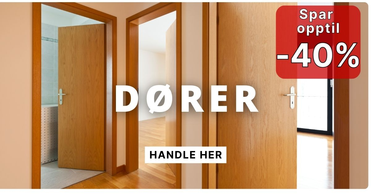 Innerdører og ytterdører med opptil 40% rabatt Innerdører og ytterdører med opptil 40% rabatt