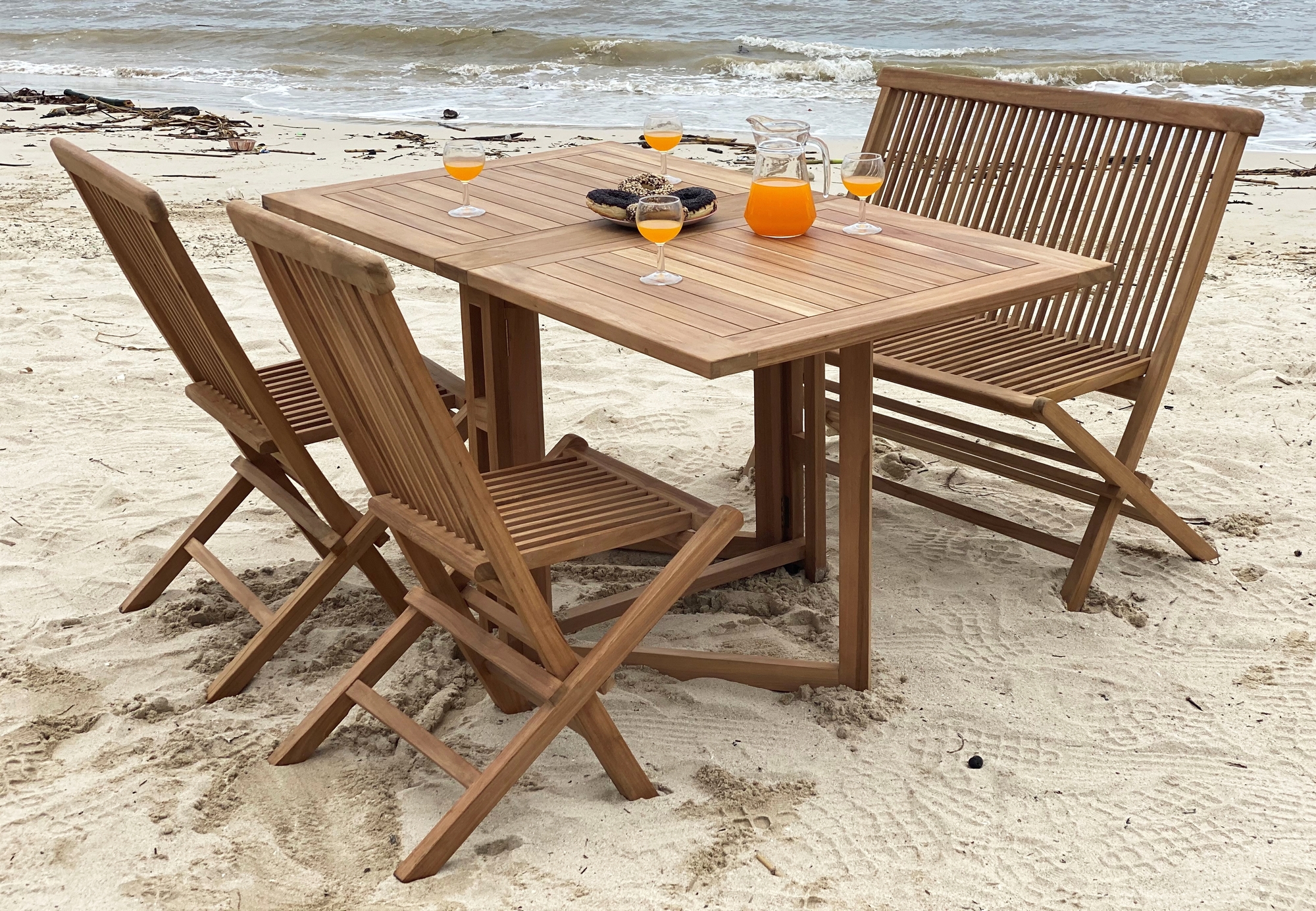 Salt� sammenleggbar utesofa i teak