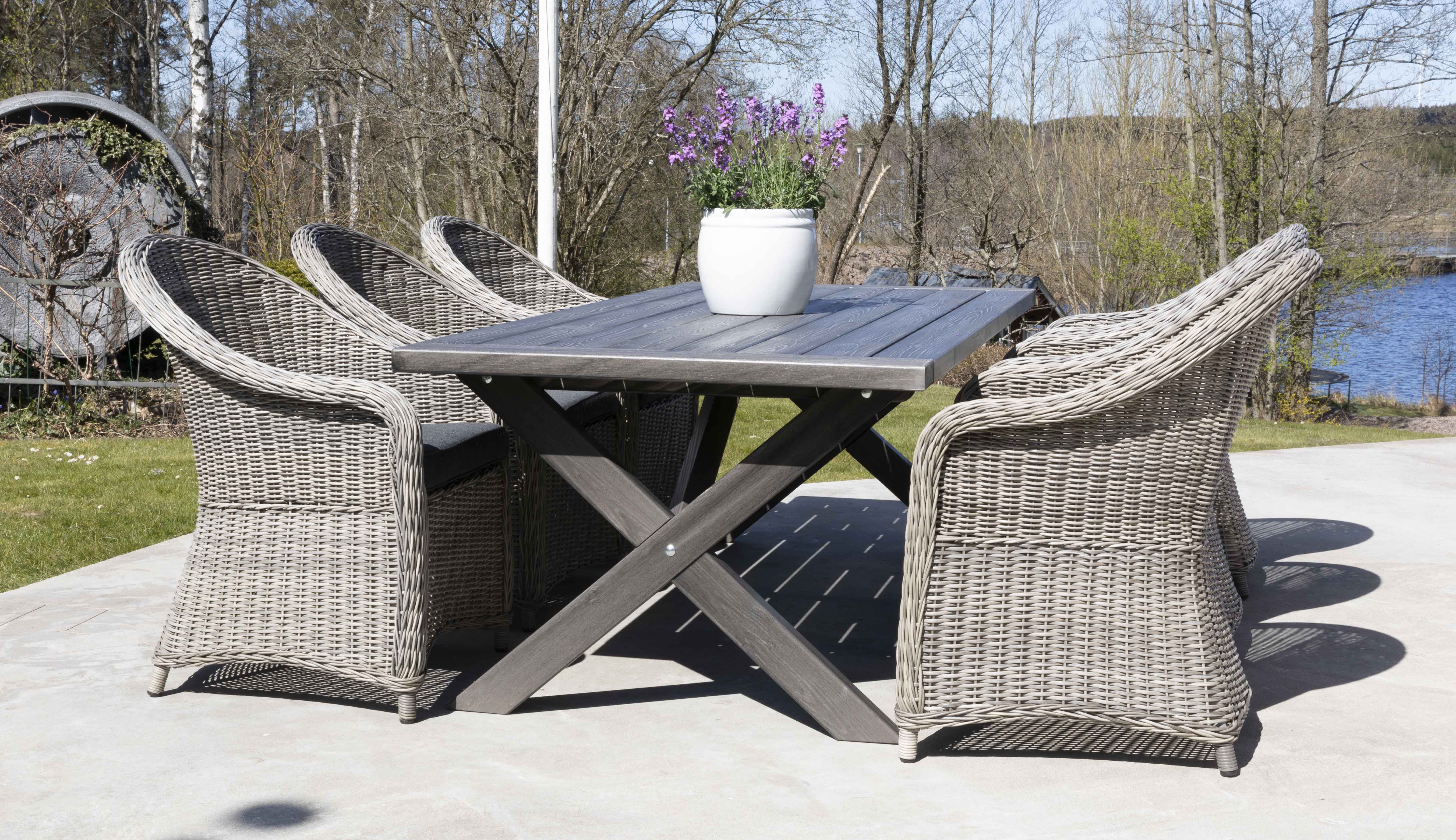 Oxford utespisegruppe 220 cm - Gr� kunstrotting