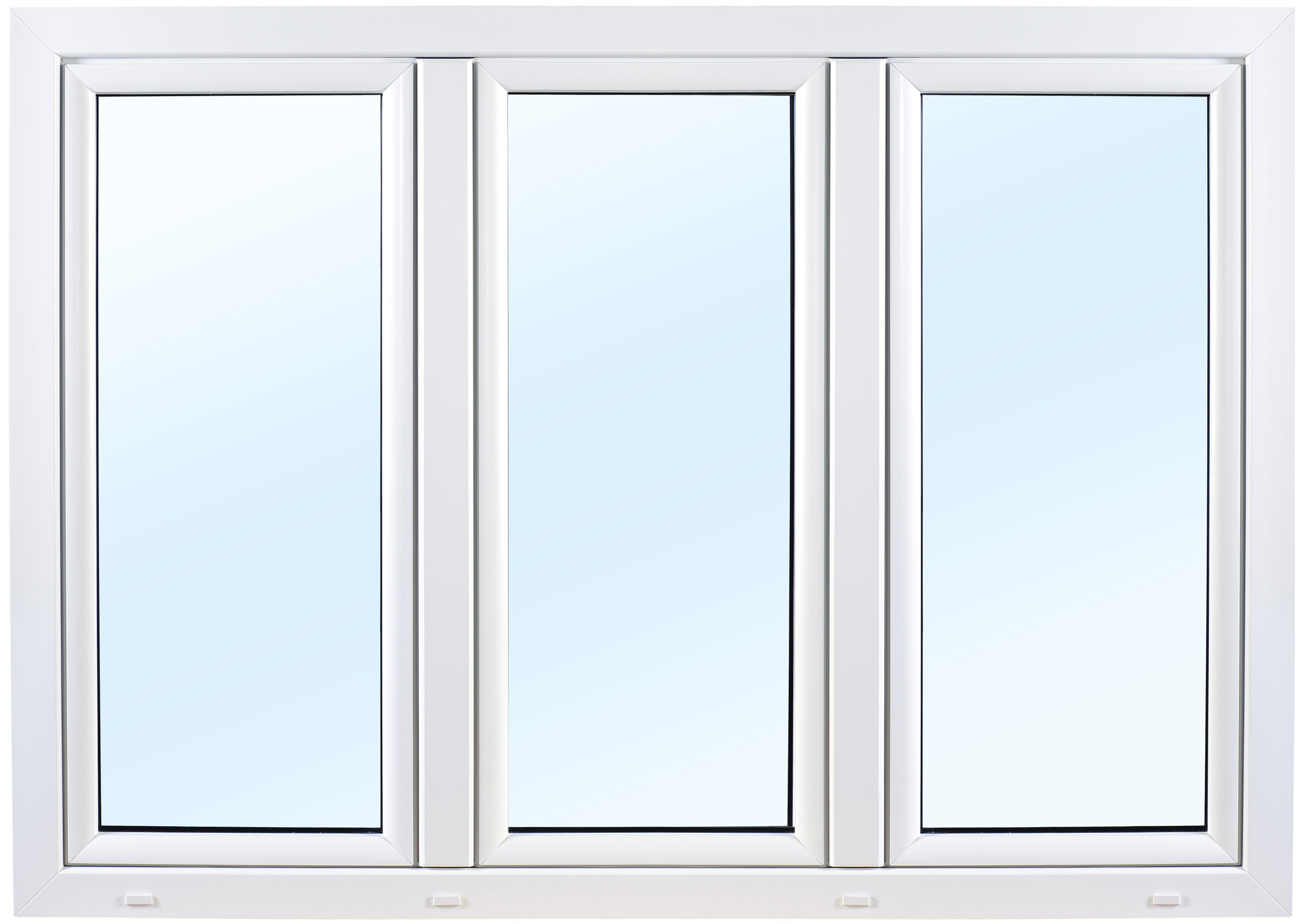Vindu PVC Sidehengslet 3-lags - 3-Rams Innadslående - U-verdi 0,96 + Ramme ermer Vindu PVC Sidehengslet 3-lags - 3-Rams Innadslående - U-verdi 0,96 + Ramme ermer