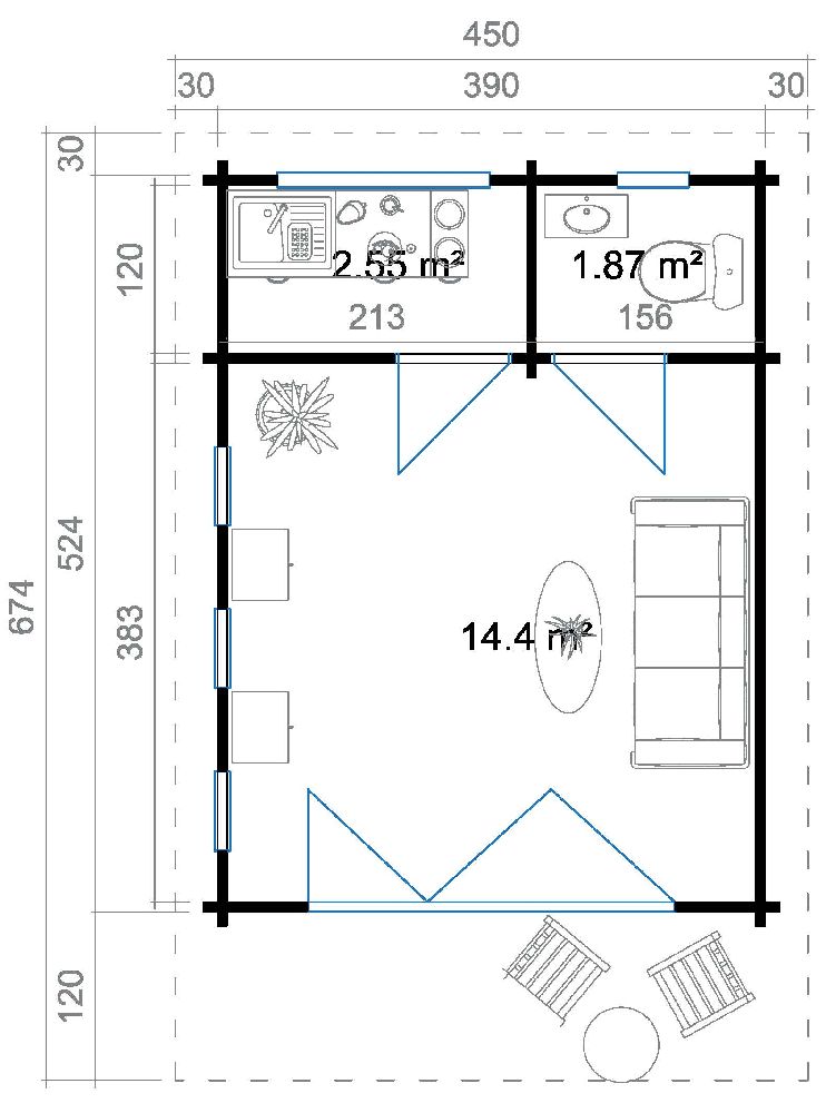 Anneks Kristian 1 - 22,3 m² Anneks Kristian 1 - 22,3 m²