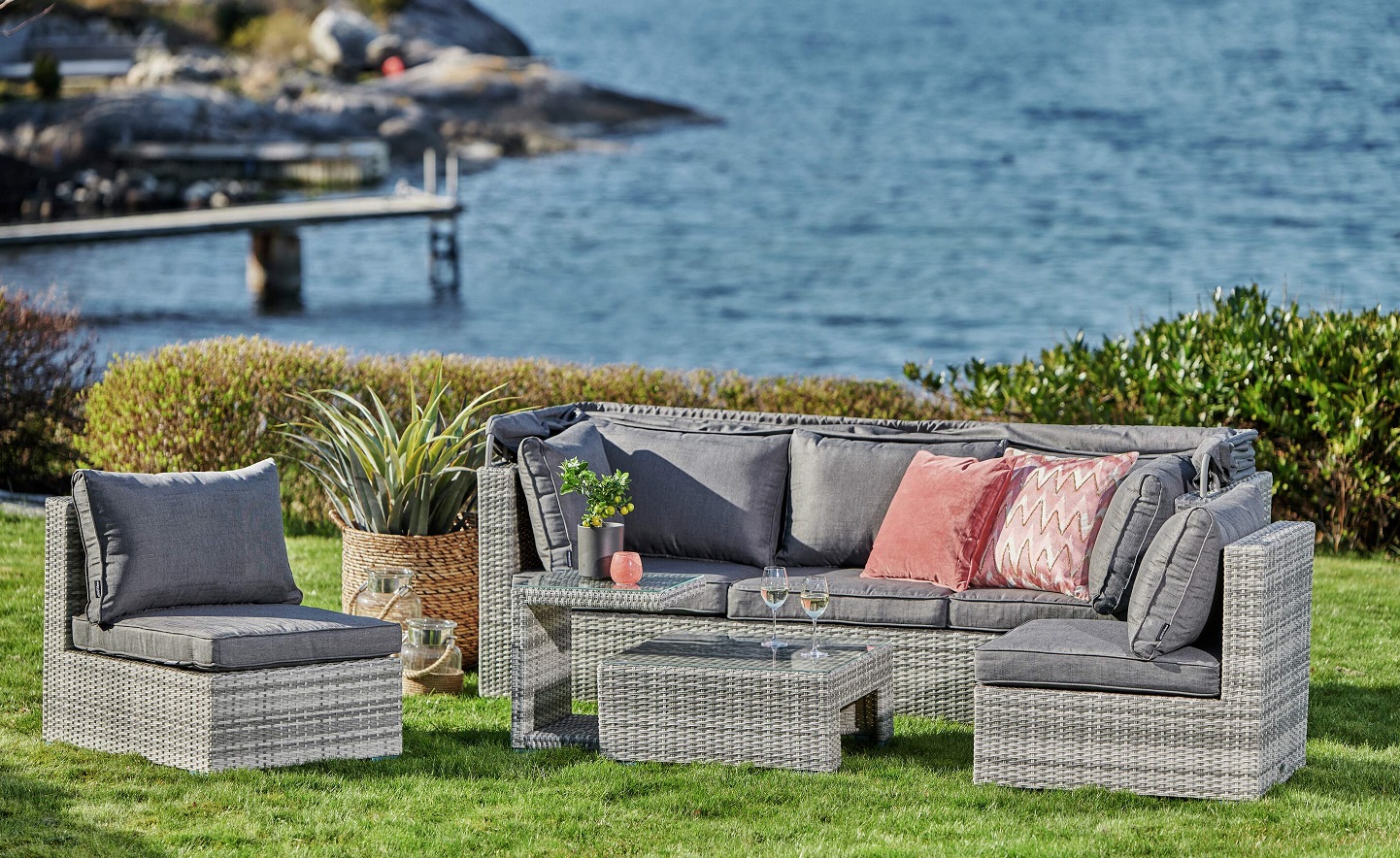 Sl�ttvik byggbar loungegruppe med 5 deler - Gr�