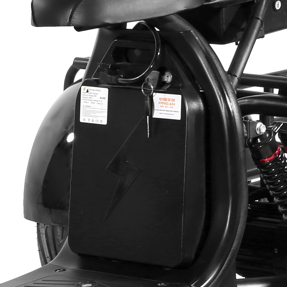 Elscooter Trehjulssykkel - Svart 2000W + L�s kjede