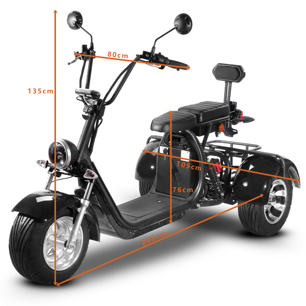 Elscooter Trehjuling - R�d 2000W + L�s kjede