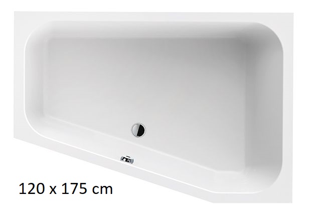 Trapezium badekar for innbygging - Free Line | H�yremontert modell | Dybde 45 cm
