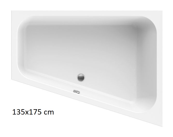 Trapezium badekar for innbygging - Free Line | H�yremontert modell | Dybde 45 cm