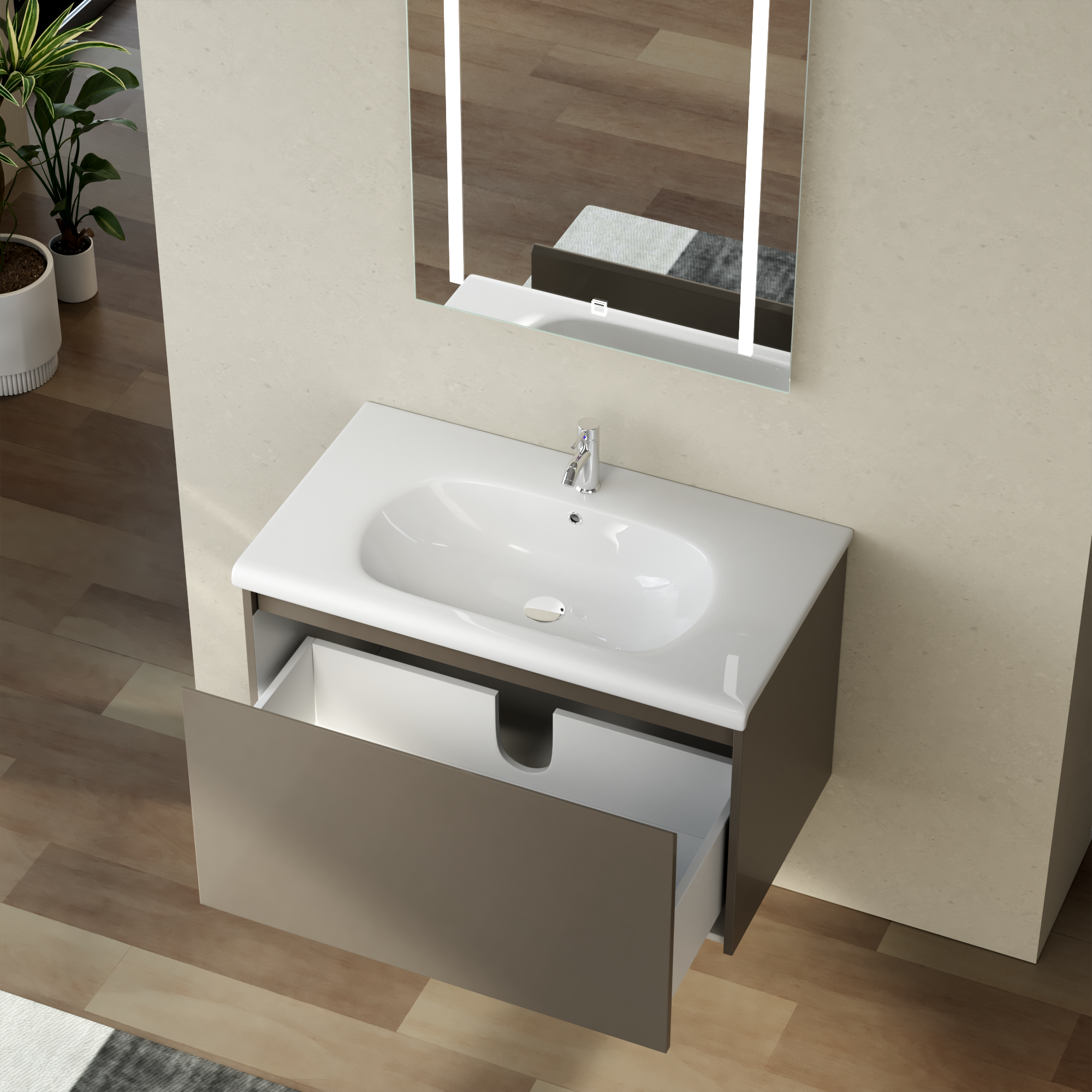 Baderomsmøbler Zeal 80 cm - Greige Baderomsmøbler Zeal 80 cm - Greige