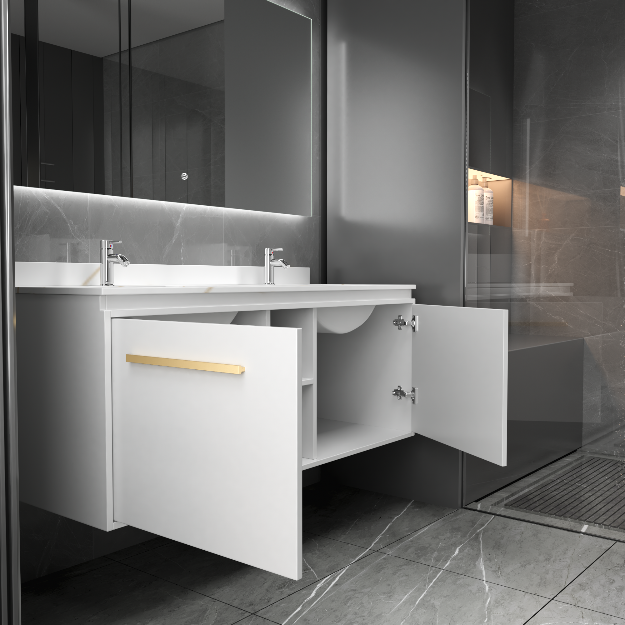 Baderomsm�bel Nova 120 cm - Hvit & Messing