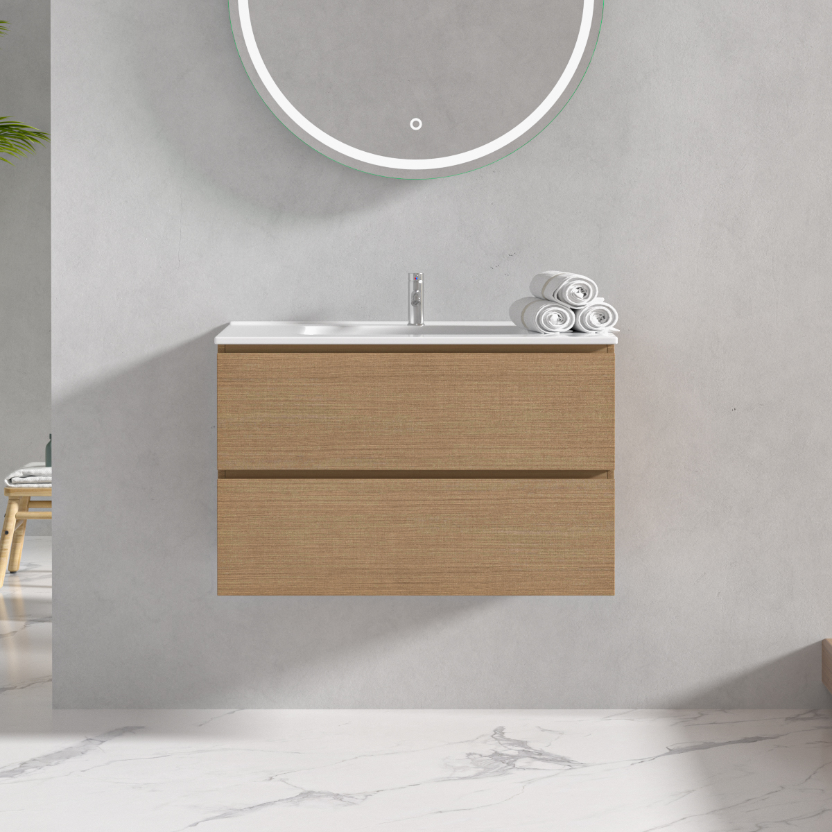 Baderomsmøbler Milan 80 cm - Lyst tre Baderomsmøbler Milan 80 cm - Lyst tre