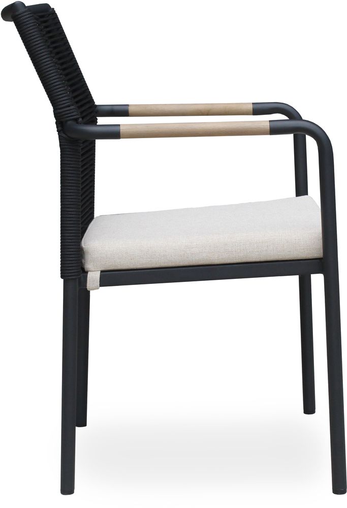 Skanör lenestol i svart tau - Sort/Teak Skanör lenestol i svart tau - Sort/Teak