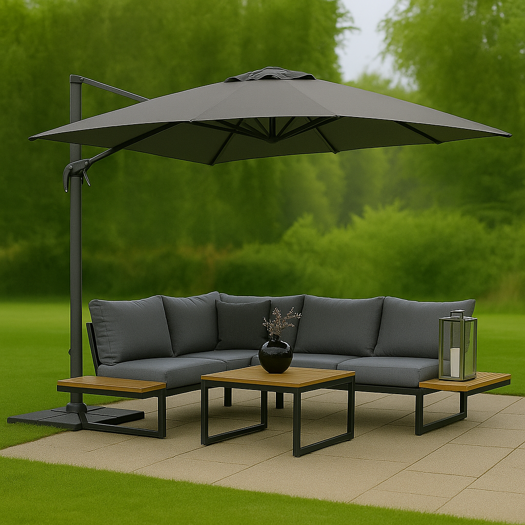 Hengende parasoll - Corsica | 300x300 cm | m�rkegr�