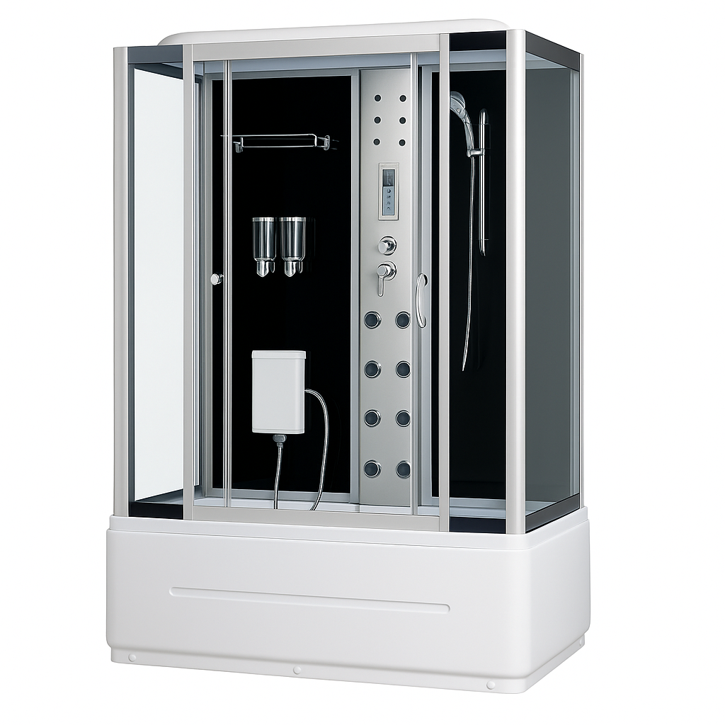 Dusjkabinett - Nox | 135�85 cm | Sort bakglass og massasjefunksjon