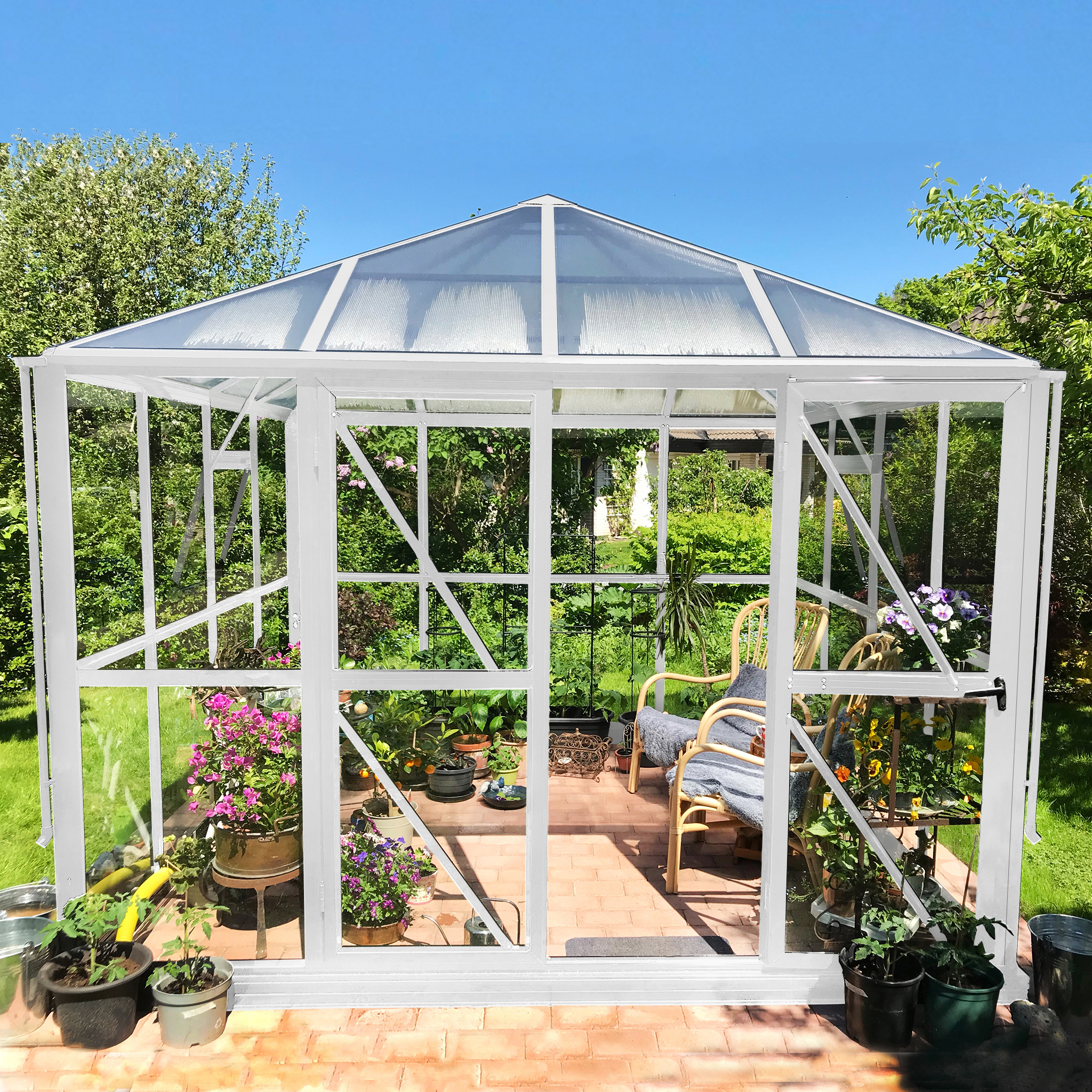 Drivhus 8,7 m² | 5 års stormgaranti | Høy mønehøyde | Paviljong Drivhus 8,7 m² | 5 års stormgaranti | Høy mønehøyde | Paviljong