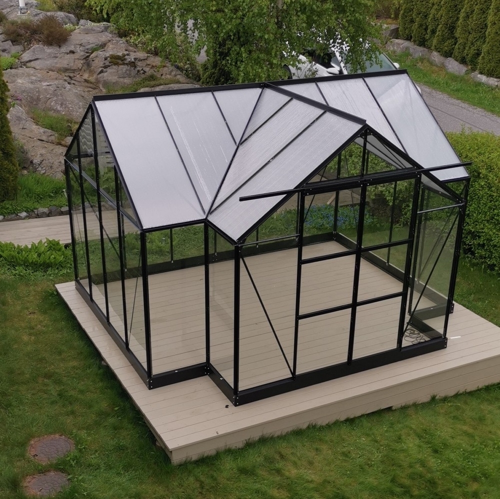 Drivhus Triton med herdet glass - 10,2 m� + Drivhusbord