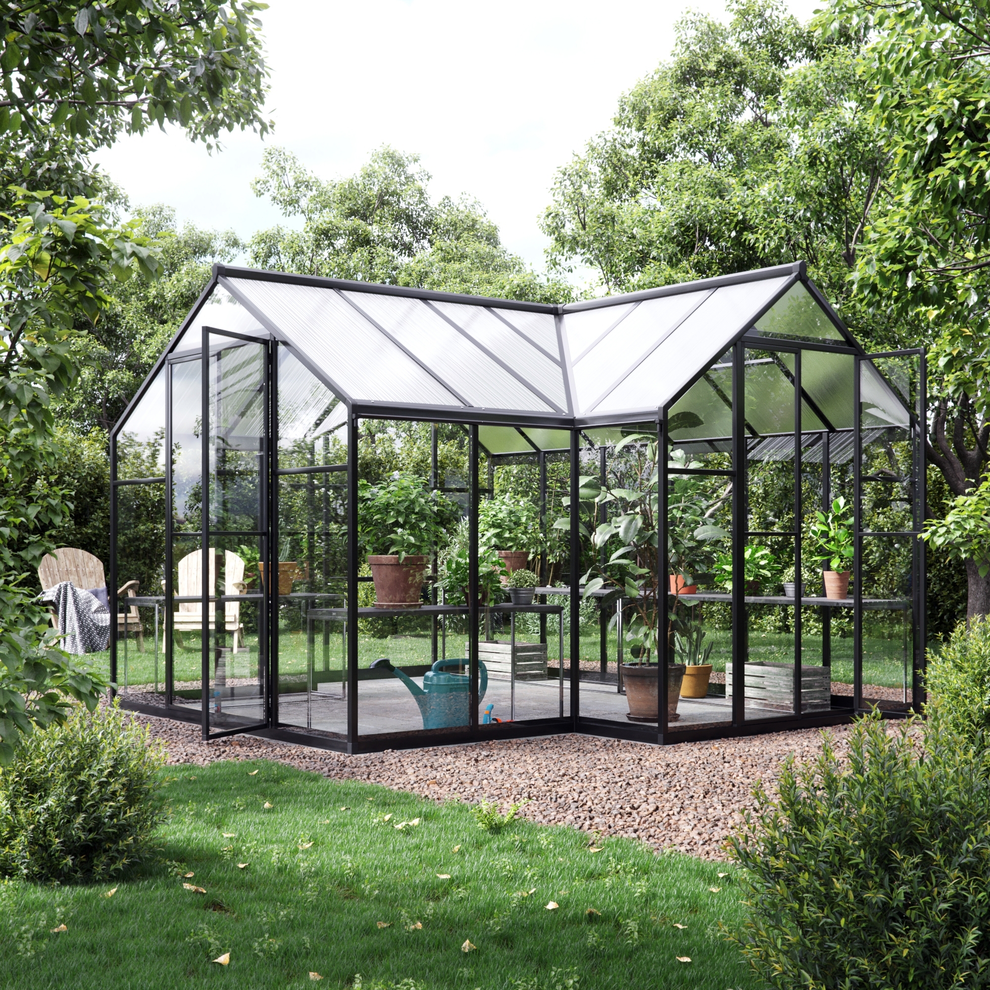 Drivhus Titania 11,8 m² - Svart Drivhus Titania 11,8 m² - Svart