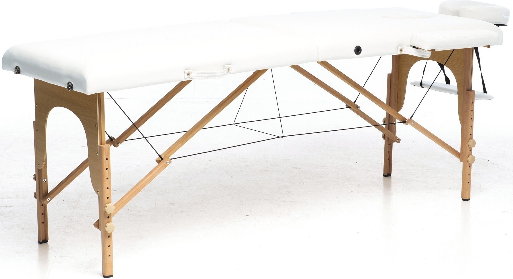 Massasjebenk med treben - 2 soner - Hvit
