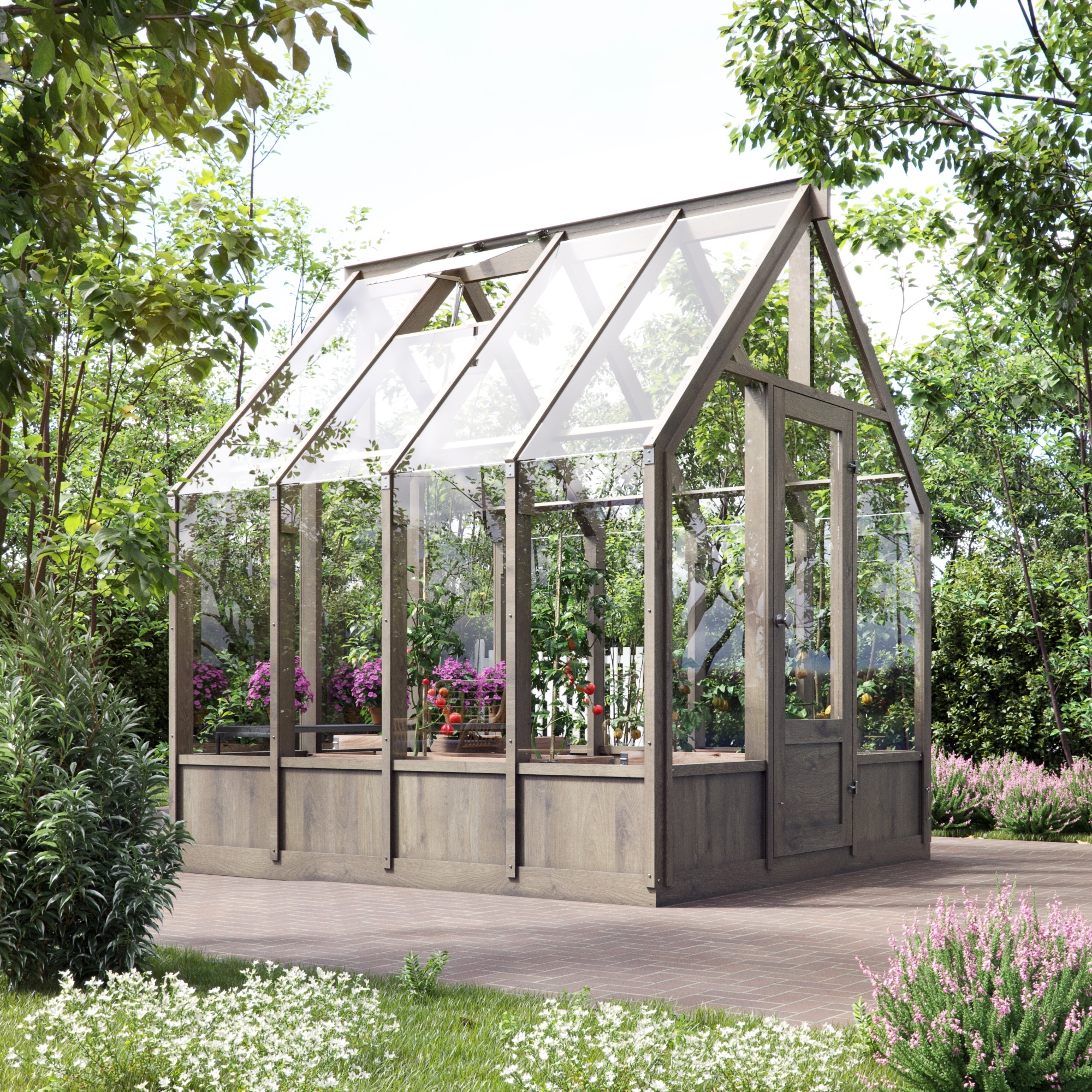 Drivhus Ophelia i tre - 5,4 m� + Drivhusrengj�ring