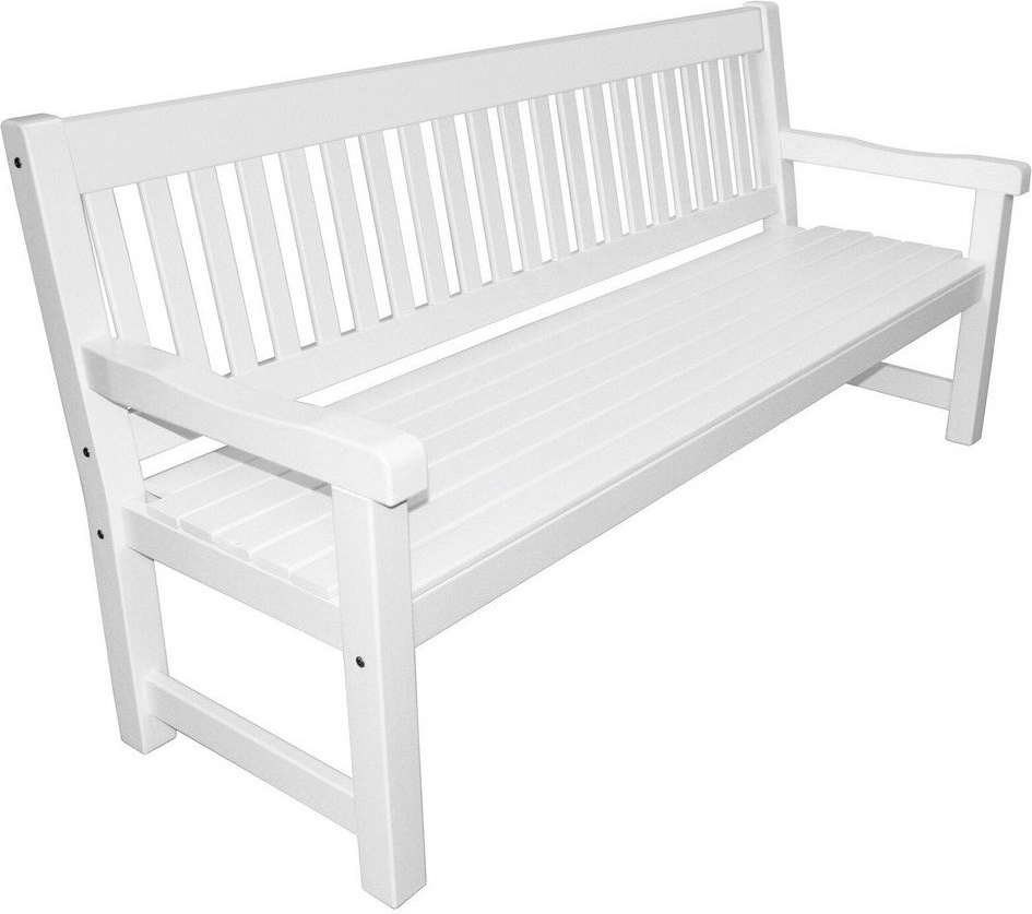 Hvit hagebenk i tre 193 cm - Utend�rsbenk for balkong og terrasse