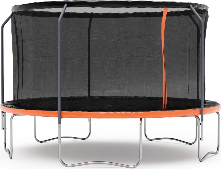 Trampoline med sikkerhetsnett svart/oransje + Stige til trampoline