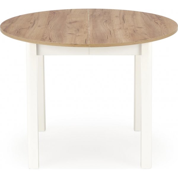 Rundt uttrekkbart spisebord eik/hvit 102-142 cm - Berivan