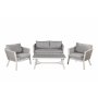 Loungesett gr� med hvite puter - Virya + M�belpleie