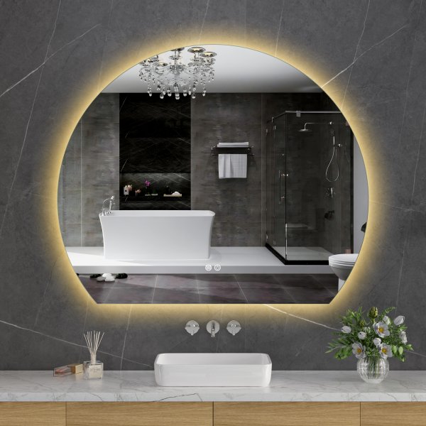 Rundt speil Ferrera med LED-belysning