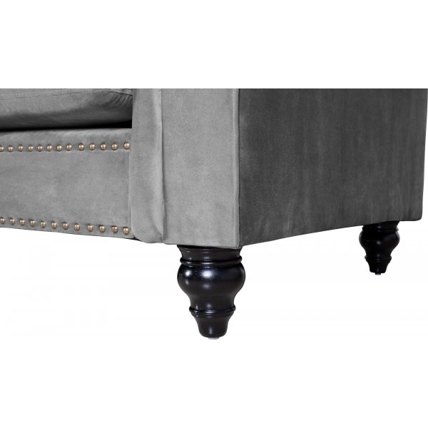 Chesterfield 3-seters sofa 210 cm gr� fl�yel