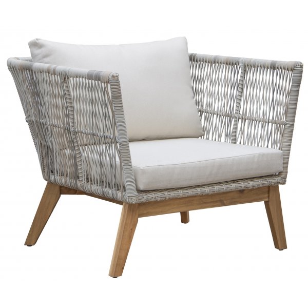 Inez loungegruppe - Grå syntetisk rotting og akasietre Inez loungegruppe - Grå syntetisk rotting og akasietre