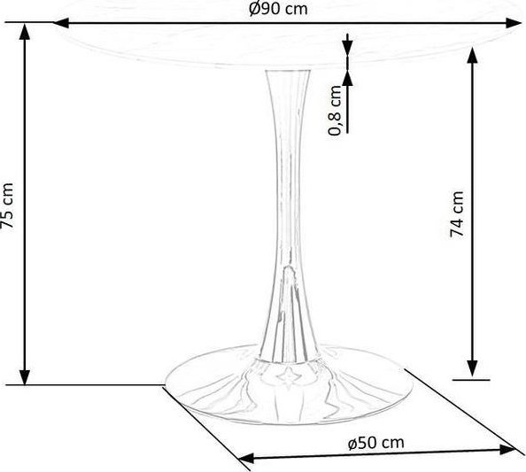 Spisebord rundt �90 cm - Marmorert glass/gull