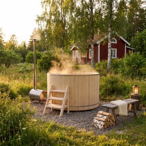 Badestamp med ildoppvarming
