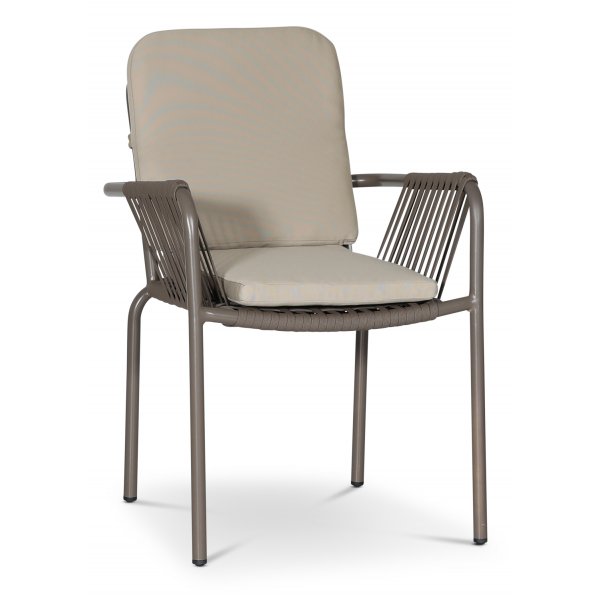 Lincoln stabelbar utestol - Gr med beige pute + Tekstilimpregnering for utembler