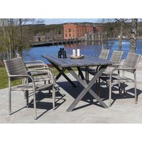 Scottsdale utespisegruppe med 6 stk karmstoler (stablebare) og spisebord 190 cm - Grå Scottsdale utespisegruppe med 6 stk karmstoler (stablebare) og spisebord 190 cm - Grå