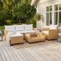 Utend�rs sofagruppe med divan og lenestol | Loungegruppe i kunstrotting | Beige + M�belpleie