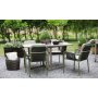 Spisegruppe Salt gr teak: Klaffbord inkl. 4 stk. grnne Lincoln-karmstoler