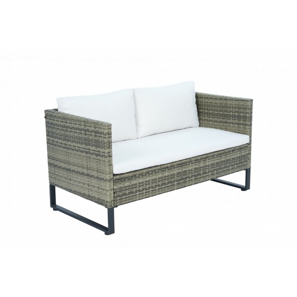 Hjørnesofasett grå kunstrottingsofa med bord og puteboks + Flekkfjerner for møbler Hjørnesofasett grå kunstrottingsofa med bord og puteboks + Flekkfjerner for møbler