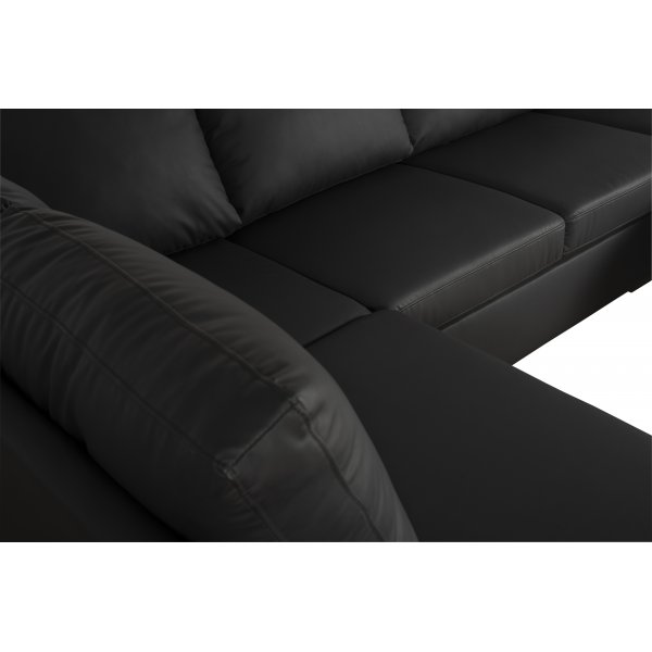 Solna U-sofa i svart PU A3D Solna U-sofa i svart PU A3D