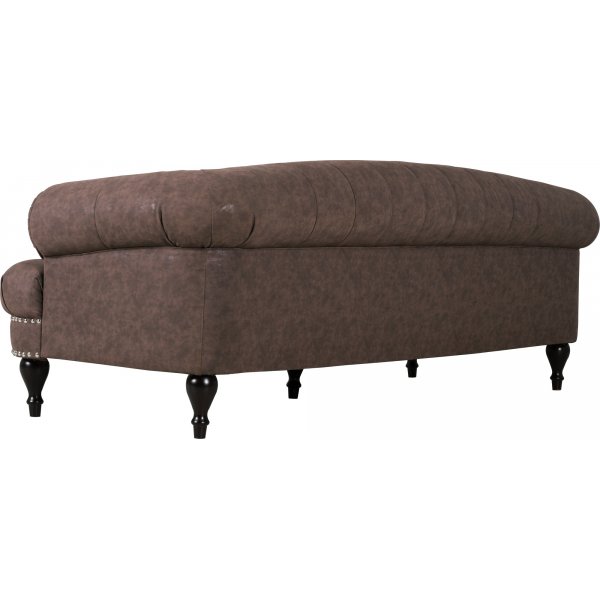 Chesterfield sofa 3-seter brun vintage 225 cm bred