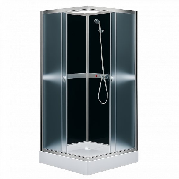 Dusjkabinett - Liris 90 | 90�90 cm | Hvit bakside av glass og aluminiumsprofil