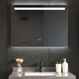 Baderomsspeil 80 x 60 cm med LED-belysning og antidugg