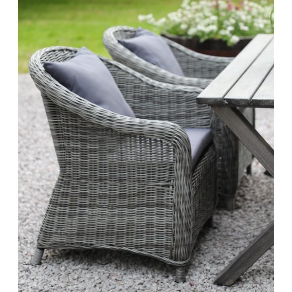 Spisegruppe Scottsdale: Bord 150 cm inkl. 4 stk. Mercury lenestoler i grå kunstrotting Spisegruppe Scottsdale: Bord 150 cm inkl. 4 stk. Mercury lenestoler i grå kunstrotting