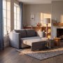Liten sovesofa Mind 2-seter forovervendt - Antrasitt, bredde 139 og 197 x 122 cm