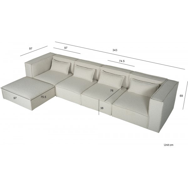 Nes modulsofa - hjørneseksjon venstre - Stone White Nes modulsofa - hjørneseksjon venstre - Stone White