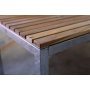 Matgruppe Alva: Spisebord med 2 stk. Alva stoler + 1 stk. Alva sofa - Teak / Galvanisert stl