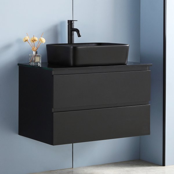 Toalett 80 cm | Med servant i svart design | Nimbus