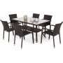 Spisegruppe Sumba bord + 6 stoler - Brun