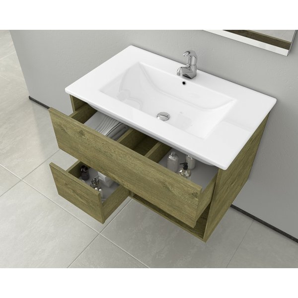 M�belpakke Sorrento 85 - Naturfarget med speil- & sideskap