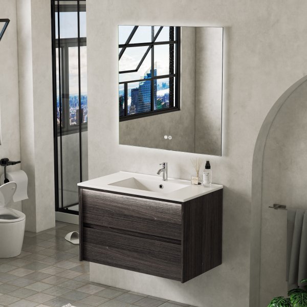 Baderomspakke - Monaco | Myktlukkende skuffer og LED-speil | 80 cm