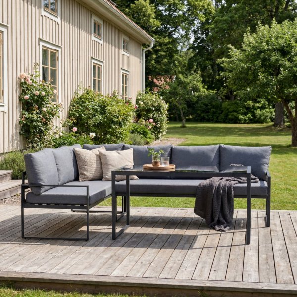 Sofasett 4-seter Svart / Gr� - Zingaro + Flekkfjerner for m�bler