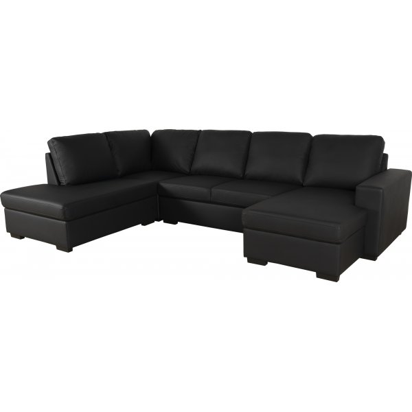 Solna U-sofa i svart PU A3D Solna U-sofa i svart PU A3D